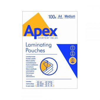 Fellowes A4 Δίφυλλα Πλαστικοποίησης APEX LIGHT DUTY A4 125mic 100τμχ 6003501