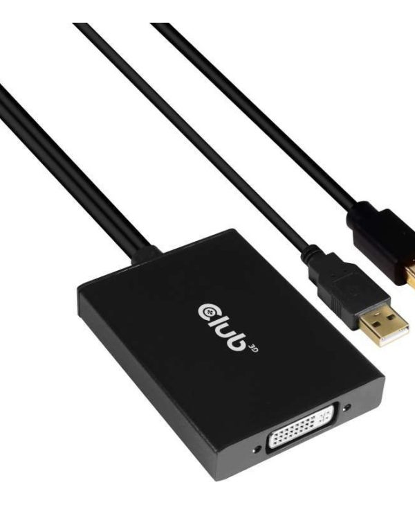 Club3D Adapter Active Mini DisplayPort 1.2a Male To DVI-D Female 0.6m Black CSV-1611