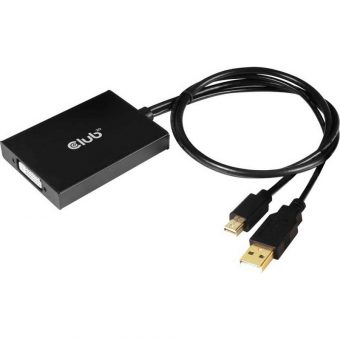 Club3D Adapter Active Mini DisplayPort 1.2a Male To DVI-D Female 0.6m Black CSV-1611 - Image 2