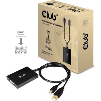Club3D Adapter Active Mini DisplayPort 1.2a Male To DVI-D Female 0.6m Black CSV-1611 - Image 6