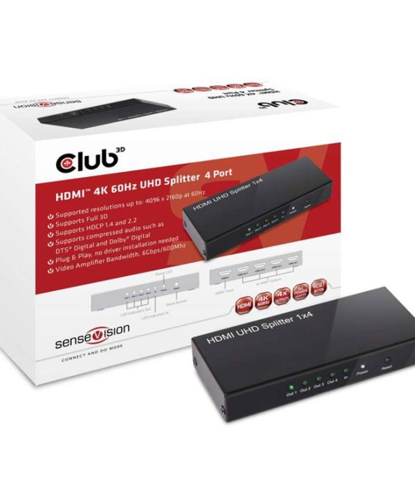 Club3D Adapter HDMI 2.0 4-Port 4K Splitter CSV-1380