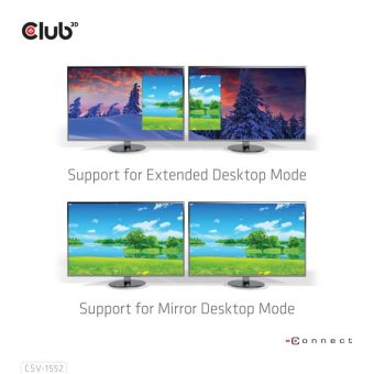 Club3D Adapter USB-C 3.2 Gen1 To DisplayPort 1.2 + HDMI 2.0 M/F Black CSV-1552 - Image 4
