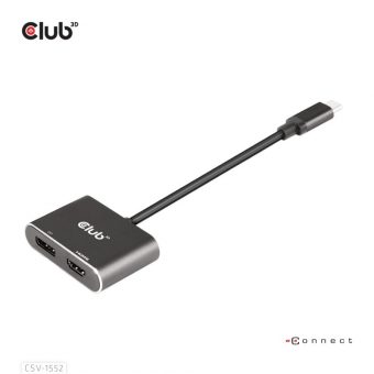 Club3D Adapter USB-C 3.2 Gen1 To DisplayPort 1.2 + HDMI 2.0 M/F Black CSV-1552 - Image 7