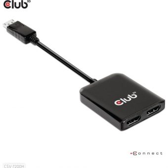 Club3D Adapter DisplayPort 1.4 To Dual HDMI 2.0 M/F Black CSV-7200H