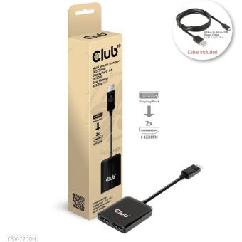 Club3D Adapter DisplayPort 1.4 To Dual HDMI 2.0 M/F Black CSV-7200H - Image 8