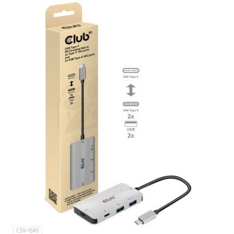 Club3D Hub USB-C 3.2 4-Port Charging Hub 2 x USB-C 3.2 + 2 x USB 3.2 CSV-1543