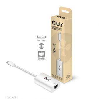 Club3D Adapter USB-C 3.2 Gen1 To Gigabit Ethernet White CAC-1519