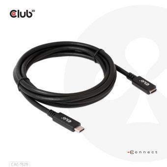Club3D Cable USB-C 3.1 M/F With 60W PD 2m Black CAC-1529 - Image 5