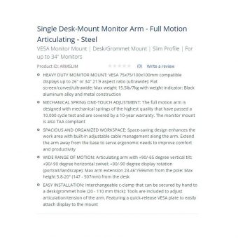 StarTech Monitorarm 34" Black ARMSLIM - Image 9