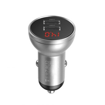 Baseus Car Charger Digital Display Silver 24W CCBX-0S