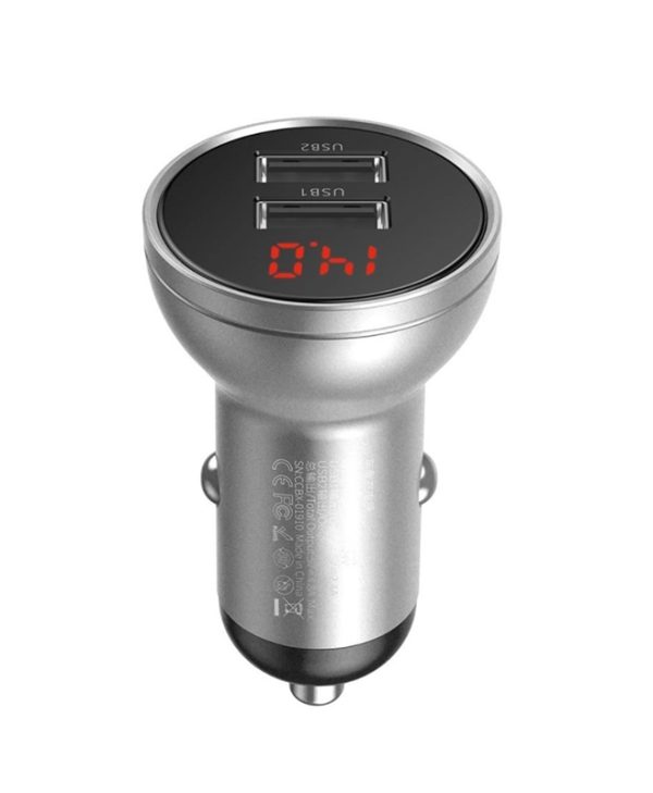 Baseus Car Charger Digital Display Silver 24W CCBX-0S