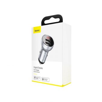 Baseus Car Charger Digital Display Silver 24W CCBX-0S - Image 2