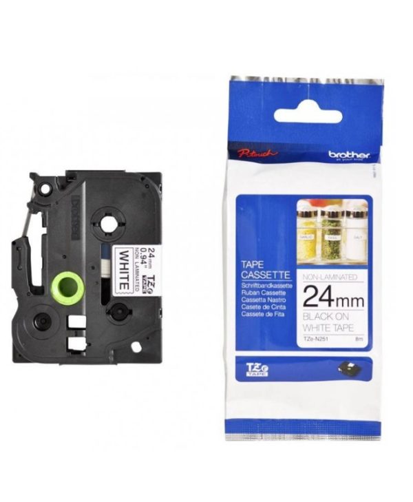 BBrother P-Touch Non Laminated Black on White 8m x 24mm TZEN251