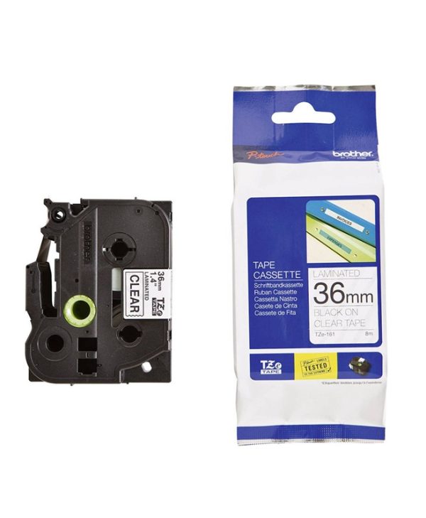 Brother TZE-161 P-Touch Black on Transparent 8m x 36mm 4977766685023