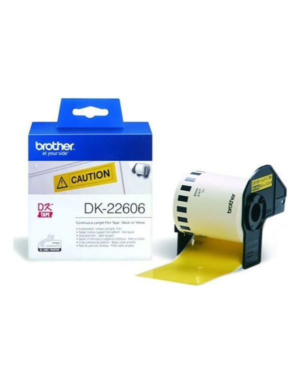 Brother DK22606 P-touch Endless Label Black on Yellow 15.2m x 62mm 4977766628228