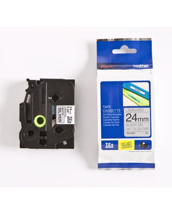 Brother TZE-M951 P-Touch Laminated Black on Mat Silver 8m x 24mm 4977766692588