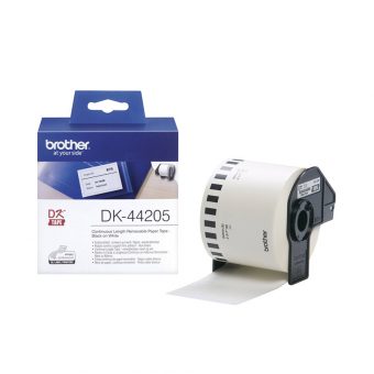 Brother DK-44205 Continuous Length Removable Paper Tape Black on White, 62mm x 30.84m 4977766635127