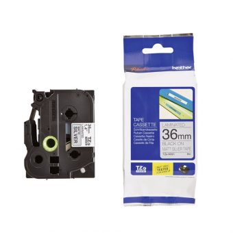 Brother TZEM961 P-Touch Laminated Black on Mat Silver 8m x 36mm 4977766692908