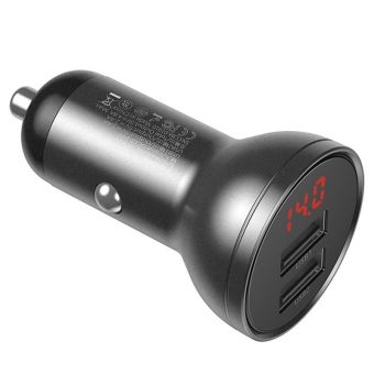 Baseus Car Charger 24W Digital Display + USB cable 3in1 1.2m Black TZCCBX-0G - Image 3