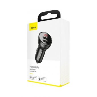 Baseus Car Charger Digital Display 2x USB 4.8A 24W Gray CCBX-0G - Image 2
