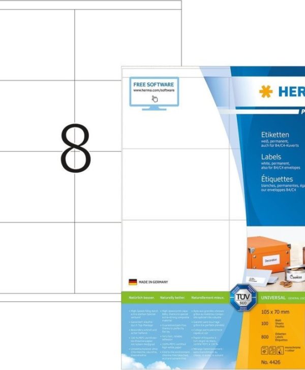 Herma 4426 Ορθογώνιες Αυτοκόλλητες Ετικέτες 105x70mmx800pcs 4260059582810