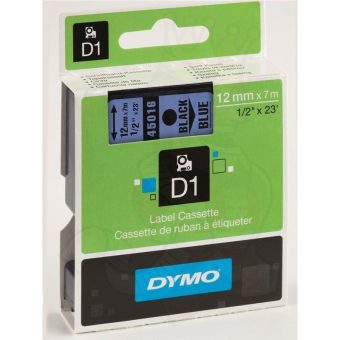 Dymo D1 45016 Standard Tape 12mmx7m Black on Blue S0720710