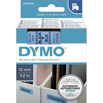 Dymo D1 45016 Standard Tape 12mmx7m Black on Blue S0720710 - Image 5