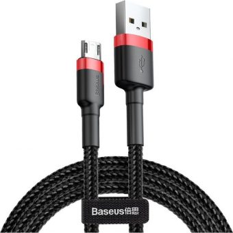 Baseus Cafule Braided Cable USB-A 2.0 Male - MicroUSB Male 2m Black/Red CAMKLF-C91