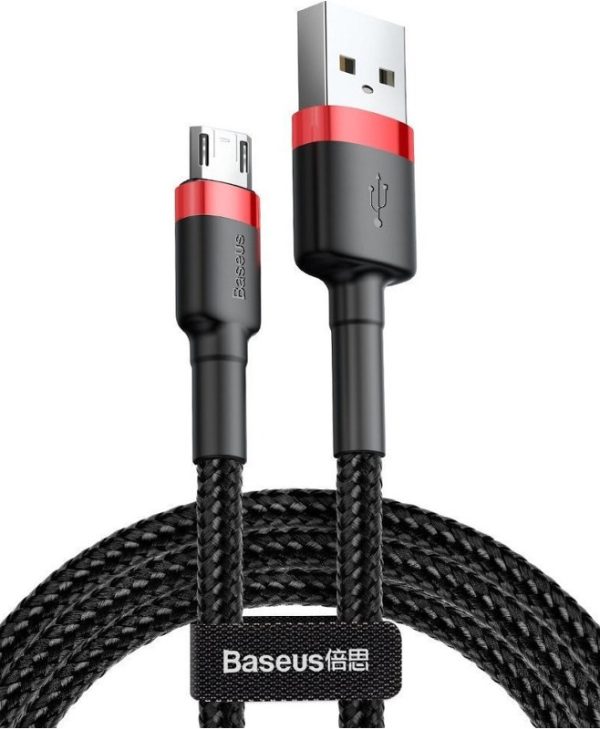 Baseus Cafule Braided Cable USB-A 2.0 Male - MicroUSB Male 2m Black/Red CAMKLF-C91