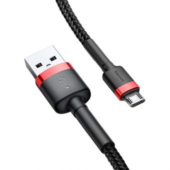 Baseus Cafule Braided Cable USB-A 2.0 Male - MicroUSB Male 2m Black/Red CAMKLF-C91 - Image 2