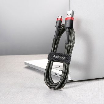 Baseus Cafule Braided Cable USB-A 2.0 Male - MicroUSB Male 2m Black/Red CAMKLF-C91 - Image 4