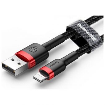 Baseus Cafule Braided Cable USB-A 2.0 Male - Lightning Male 2m Black/Red CALKLF-C19