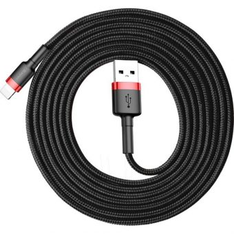 Baseus Cafule Braided Cable USB-A 2.0 Male - Lightning Male 2m Black/Red CALKLF-C19 - Image 2