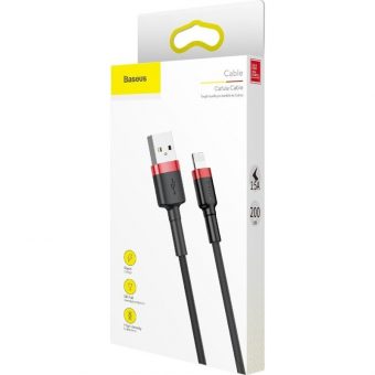 Baseus Cafule Braided Cable USB-A 2.0 Male - Lightning Male 2m Black/Red CALKLF-C19 - Image 5