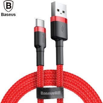 Baseus Cafule Braided Cable USB-A 2.0 Male - USB-C Male 2m Red CATKLF-C09