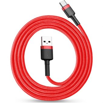 Baseus Cafule Braided Cable USB-A 2.0 Male - USB-C Male 2m Red CATKLF-C09 - Image 3