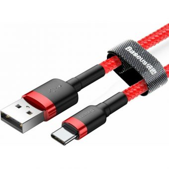 Baseus Cafule Braided Cable USB-A 2.0 Male - USB-C Male 2m Red CATKLF-C09 - Image 4