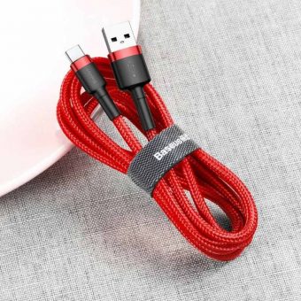Baseus Cafule Braided Cable USB-A 2.0 Male - USB-C Male 2m Red CATKLF-C09 - Image 5