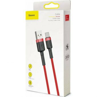 Baseus Cafule Braided Cable USB-A 2.0 Male - USB-C Male 2m Red CATKLF-C09 - Image 6