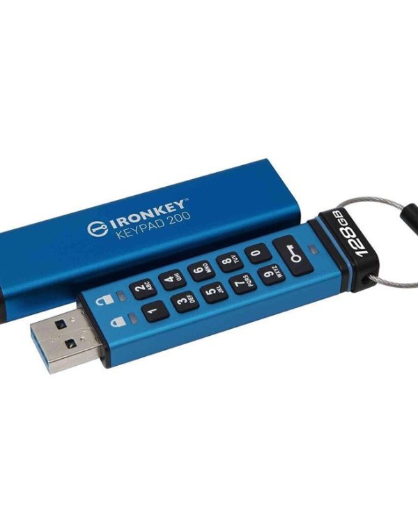 Kingston IronKey Keypad 128GB USB 3.2 Stick Μπλε IKKP200/128GB