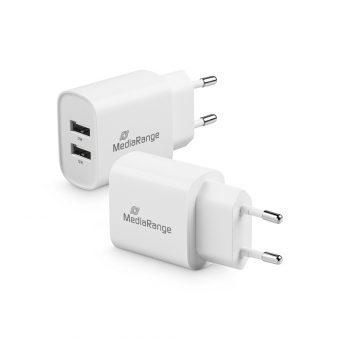 MediaRange Charger with two USB-A 12W White MRMA114