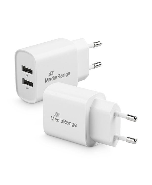 MediaRange Charger with two USB-A 12W White MRMA114