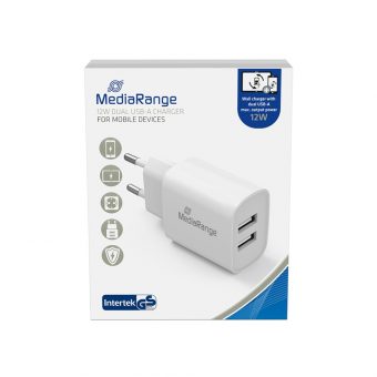 MediaRange Charger with two USB-A 12W White MRMA114 - Image 2