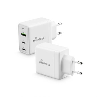 MediaRange Fast charger with USB-A and two USB-C 65W White MRMA116