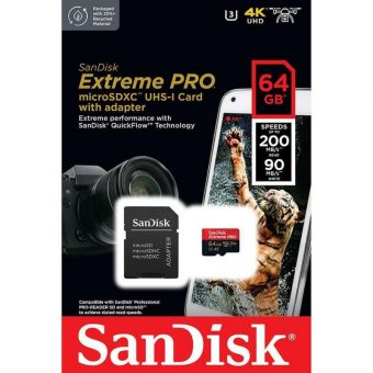 SanDisk Extreme Pro MicroSDXC 64GB UHS-I U3 A2 V30 + SD Adapter SDSQXCU-064G-GN6MA - Image 3