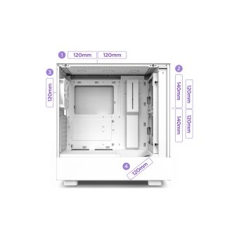 NZXT H5 Flow Midi Tower Tempered Glass White CC-H51FW-01 - Image 6