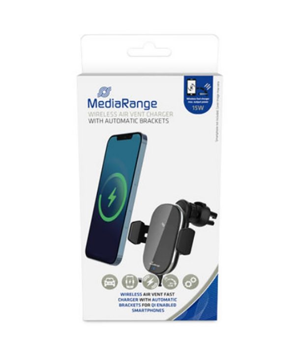 Mediarange Wireless air vent car charger 15W Black MRMA117