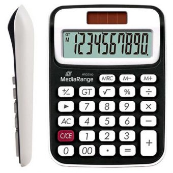 MediaRange Compact calculator 10-digit LCD solar and battey-powered Black MROS190 - Image 2
