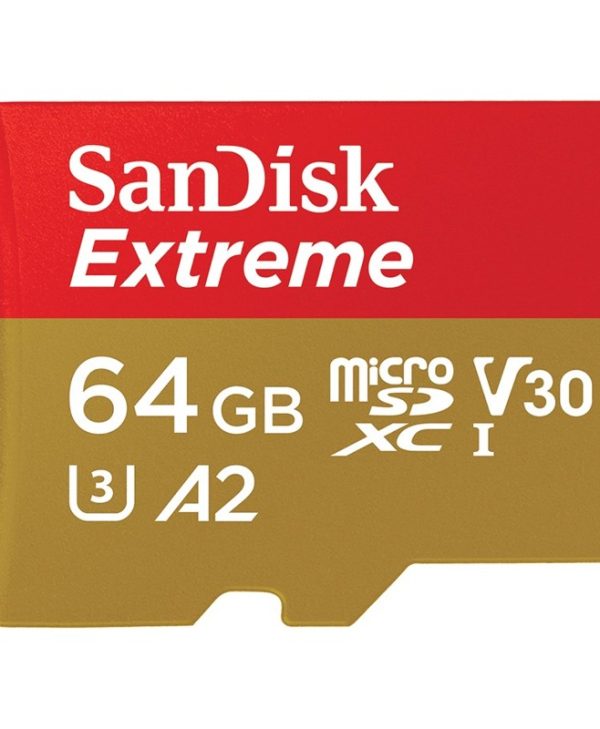 SanDisk Extreme MicroSDXC 64GB UHS-I U3 A2 V30 + SD Adapter SDSQXAH-064G-GN6AA