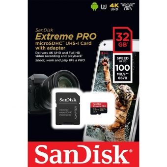 SanDisk Extreme Pro MicroSDHC 32GB UHS-I U3 A1 V30 + SD Adapter SDSQXCG-032G-GN6MA - Image 4